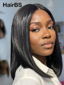 Straight bob 2X6 lace closure Natural Black 100% Human Hair