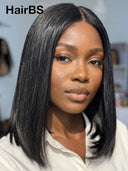 Straight bob 2X6 lace closure Natural Black 100% Human Hair
