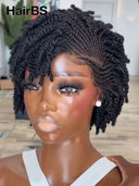 Full lace wig pixie cut black braided style Synthetic wigs