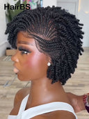 Full lace wig pixie cut black braided style Synthetic wigs