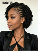 Full lace wig pixie cut black braided style Synthetic wigs