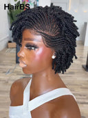 Full lace wig pixie cut black braided style Synthetic wigs