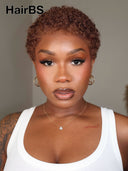 Pixie wig Lace front 13x4 ready to Go afro brown 100% Human Hair