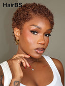 Pixie wig Lace front 13x4 ready to Go afro brown 100% Human Hair