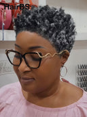 Pixie wig Lace front 13x4 wig afro Salt and pepper 100% Human Hair