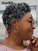Pixie wig Lace front 13x4 wig afro Salt and pepper 100% Human Hair