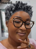 Pixie wig Lace front 13x4 wig afro Salt and pepper 100% Human Hair
