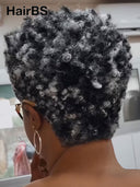 Pixie wig Lace front 13x4 wig afro Salt and pepper 100% Human Hair