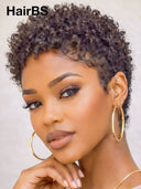 Ready TO Go pixie wig black Machine made afro curly 100% Human Hair