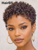 Ready TO Go pixie wig black Machine made afro curly 100% Human Hair
