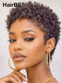 Ready TO Go pixie wig black Machine made afro curly 100% Human Hair