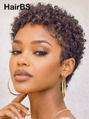 Ready TO Go pixie wig black Machine made afro curly 100% Human Hair