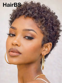 Ready TO Go pixie wig black Machine made afro curly 100% Human Hair