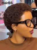 Ready TO Go pixie wig black black or brown afro curly 100% Human Hair