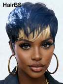 Glueless Wig blonde highlight pixie cut 100% Human Hair 