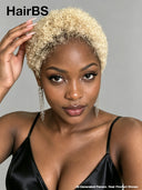 Full lace wig pixie afro blonde 613# 100% Human Hair