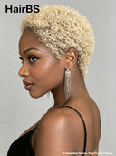 Full lace wig pixie afro blonde 613# 100% Human Hair