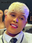Pixie cut wig Glueless wig straight blonde 613# 100% Human Hair