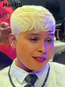Pixie cut wig Glueless wig straight blonde 613# 100% Human Hair