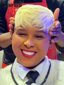 Pixie cut wig Glueless wig straight blonde 613# 100% Human Hair