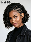 Lace front 13x6 Braided hairstyle wig bob curly wave 
