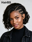 Lace front 13x6 Braided hairstyle wig bob curly wave 