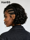 Lace front 13x6 Braided hairstyle wig bob curly wave 