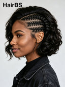 Lace front 13x6 Braided hairstyle wig bob curly wave 