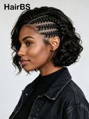 Lace front 13x6 Braided hairstyle wig bob curly wave 