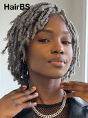 Full Lace Salt and Pepper bob Pre-styled Updo With Braided Wig 100% Human Hair 