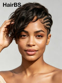 13x4 Lace Natural Black Pre-styled Updo With Braided  wig