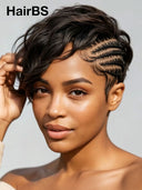 13x4 Lace Natural Black Pre-styled Updo With Braided  wig
