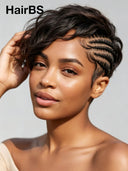 13x4 Lace Natural Black Pre-styled Updo With Braided  wig