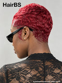 Full lace wig pixie burgundy 100% Human Hair