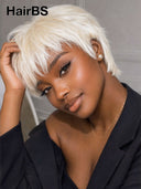Buy 1 Get 1 Free pixie wig machine made blonde & burgundy 100% Human Hair