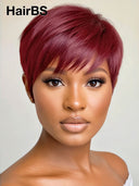 Buy 1 Get 1 Free pixie wig machine made blonde & burgundy 100% Human Hair
