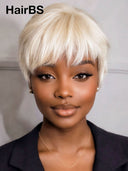 Buy 1 Get 1 Free pixie wig machine made blonde & burgundy 100% Human Hair