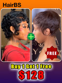 Buy 1 Get 1 Free  pixie wig machine made  2 color 100% Human Hair