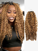 HairBS Feather Crochet Human Hair Extensions spring curly wave mix 4/27#  invisible and comfortable 100% Human Hair（50 grams per piece）