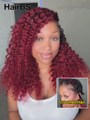 HairBS Feather Crochet Human Hair Extensions deep wave burgundy invisible and comfortable 100% Human Hair（50 grams per piece）