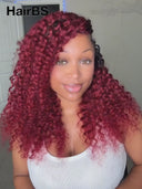 HairBS Feather Crochet Human Hair Extensions deep wave burgundy invisible and comfortable 100% Human Hair（50 grams per piece）