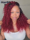 HairBS Feather Crochet Human Hair Extensions deep wave burgundy invisible and comfortable 100% Human Hair（50 grams per piece）
