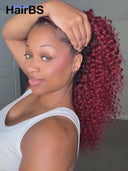 HairBS Feather Crochet Human Hair Extensions deep wave burgundy invisible and comfortable 100% Human Hair（50 grams per piece）