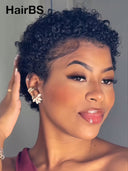 Lace front 13x4 Pixie cut Wig ready to go curly wave 100% Human Hair