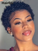 Lace front 13x4 Pixie cut Wig ready to go curly wave 100% Human Hair