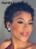Lace front 13x4 Pixie cut Wig ready to go curly wave 100% Human Hair
