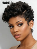 Glueless pixie wig wavy for black woman 100% Human Hair