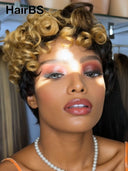 Machine Made pixie egg wave honey highlight 100% Human Hair