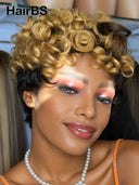 Machine Made pixie egg wave honey highlight 100% Human Hair