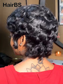 Buy 1 Get 1 Free  pixie wig machine made  2 color 100% Human Hair